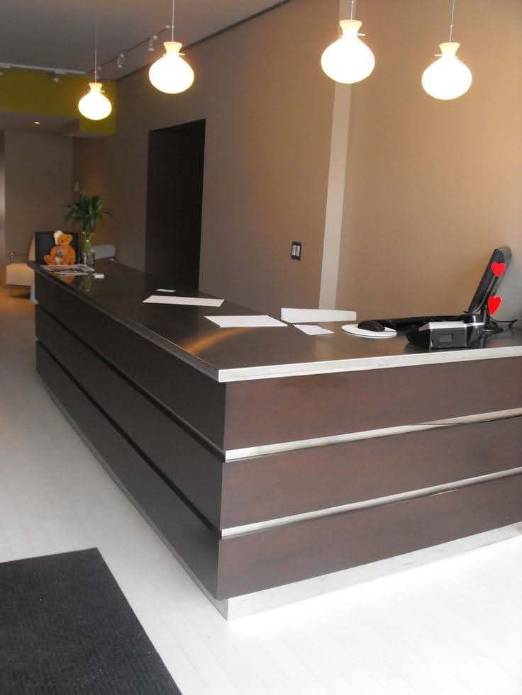Timber reveals and metal shadow lines